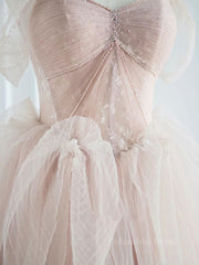 Pink sweetheart tulle long Corset Prom dress, pink tulle Corset Formal dress outfit, Prom Dress Stores