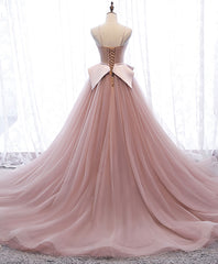 Pink Sweetheart Tulle Long Corset Prom Gown Pink Tulle Corset Formal Dress outfit, Prom Dresses 2034