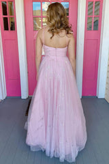 Pink Tulle A-Line Corset Prom Dress outfits, Pink Tulle A-Line Prom Dress