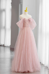 Pink Tulle Floor Length Corset Prom Dress, Cute A-Line Evening Party Dress Outfits, Bridesmaid Dress Website