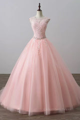 Pink tulle lace long Corset Prom dress, pink tulle evening dress outfit, Homecoming Dresses Under 53