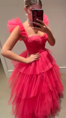 Pink tulle Corset Prom dresses long evening dress outfit, Formal Dress Store
