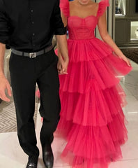 Pink tulle Corset Prom dresses long evening dress outfit, Formal Dresses Online