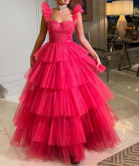 Pink tulle Corset Prom dresses long evening dress outfit, Formal Dress Attire