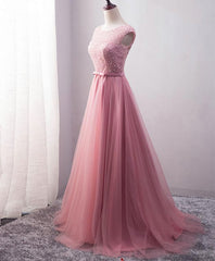 Pink Tulle Long A Line Corset Prom Dress, Pink Evening Dress outfit, Homecoming Dressed Short