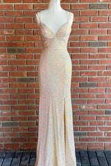 Stunning Straps Sequined Mermaid Long Corset Prom Dress outfits, Prom Dress Chiffon