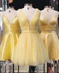 Princess A-line Short Yellow Corset Homecoming Dresses,Cocktail Dress Classy Elegant outfit, Simple Wedding Dress