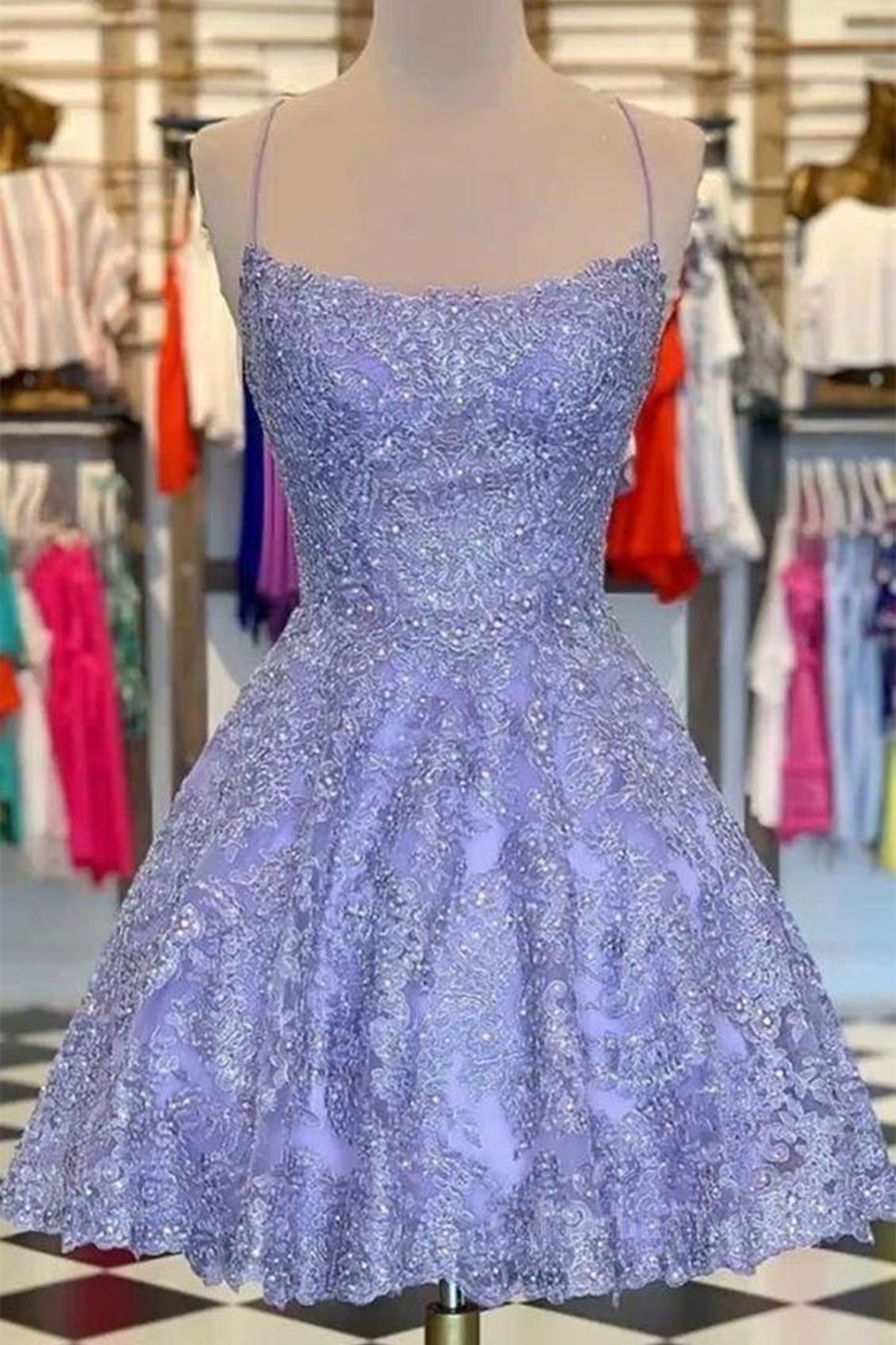 Princess Beaded Purple Lace Corset Prom Dress, Short Purple Lace Corset Homecoming Dress, Purple Corset Formal Evening Dress outfit, Bridesmaid Dresses For Winter Wedding