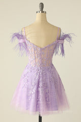 Princess Lavender Lace Short A-line Corset Homecoming Dress outfit, Party Dresses On Sale