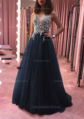 Princess V Neck Court Train Tulle Corset Prom Dress With Appliqued Beading outfit, Party Dress Wedding Guest Dress