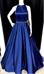2024 Newly A-Line/Princess Satin Royal Blue Corset Prom Dresses outfit, Formal Dress Shops Near Me