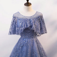 Blue Elegant A Line Long Corset Prom Dress, Blue Evening Gown Graduation Dress outfits, Boho Dress