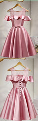 Pink Lace Up Satin Simpe Short Short Corset Prom Dresses outfit, Prom Dresses Store