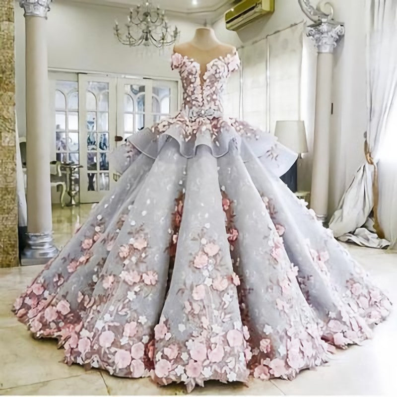 Pretty Light Blue Backless Long Princess Corset Prom Dresses outfit, Wedding Dresses Long Sleev