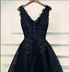 black v neck beading Corset Homecoming dresses v neck short Corset Prom dresses sleeveless short lace appliques layers cocktail dresses outfit, Party Dress Lady