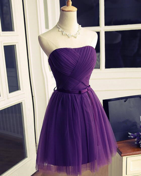 Lovely Dark Purple Tulle 2024 Short Corset Homecoming Dresses outfit, Party Dress Code