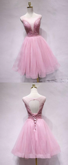 Spark Queen Pink Tulle Sequin Short Corset Prom Dress, Pink Corset Homecoming Dress outfit, Evening Dresses Green