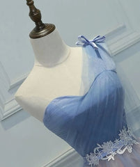One Shoulder Tulle Sweetheart Short Blue Corset Homecoming Dresses outfit, Formal Dresses Over 62