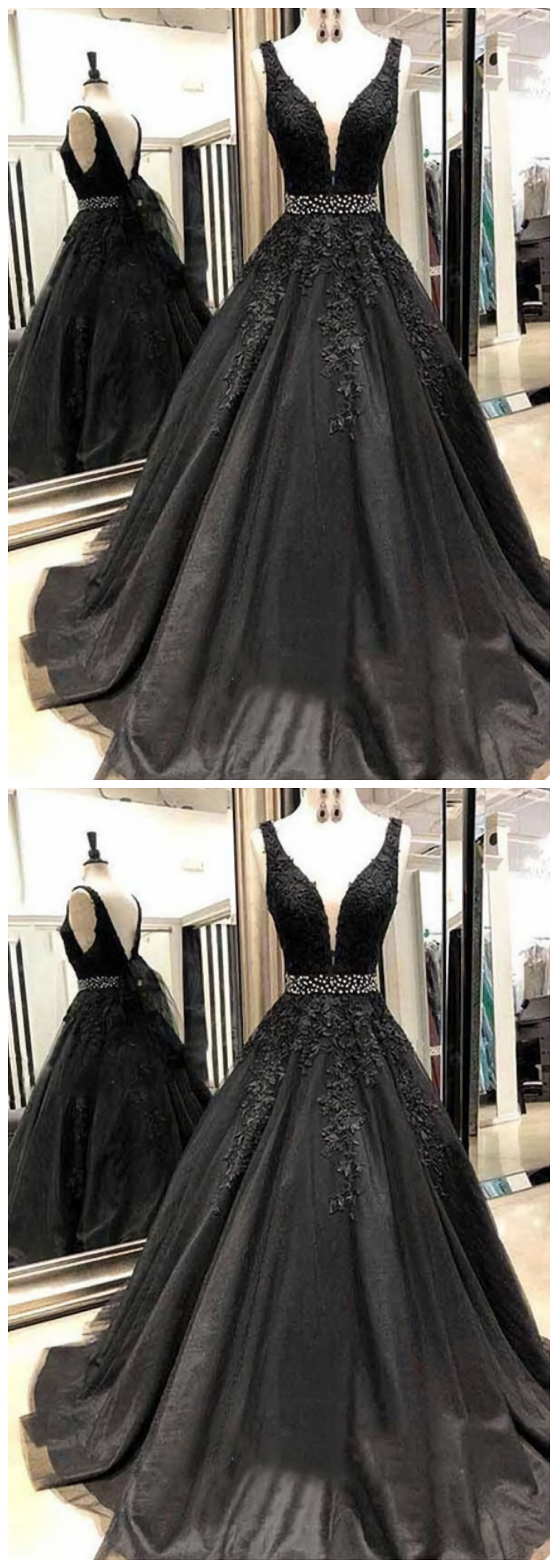 Black Appliques Corset Prom Dress With Beaded Waist A Line Tulle Long Graduation Dresses outfit, Evening Dresses For Over 73S