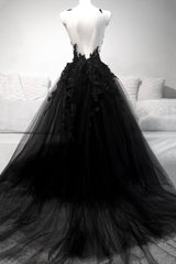 Black Tulle Long Corset Prom Dresses, A-Line Lace Evening Party Dresses outfit, Bridesmaid Dressed Blush