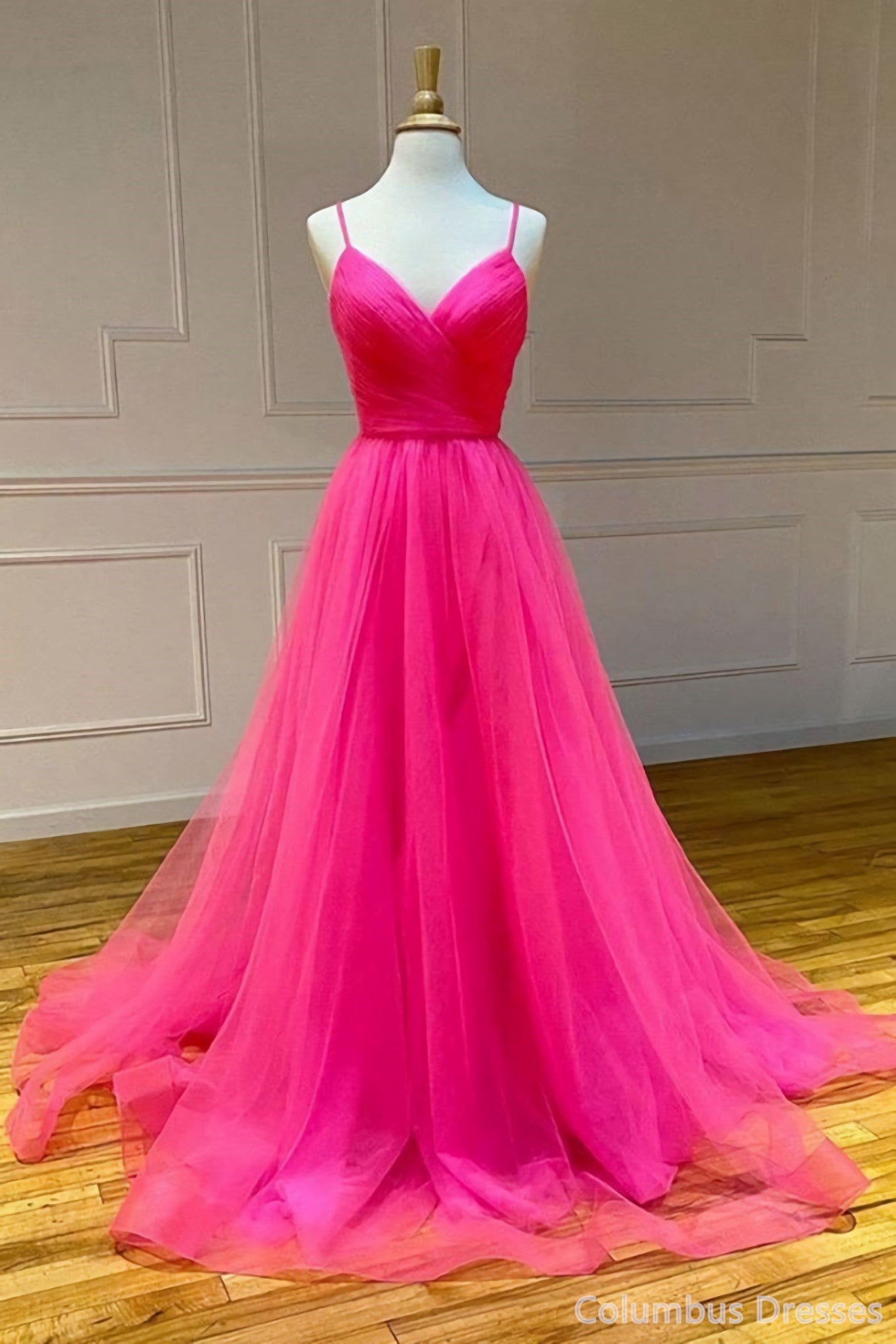 Evening Dresses Dance Dresses Hot Pink A Line Tulle Corset Prom Dresses Long Corset Formal Dresses outfit, Party Outfit