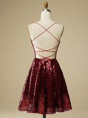 Sequin Criss-Cross Straps Burgundy Corset Homecoming Dresses outfit, Vacation Dress