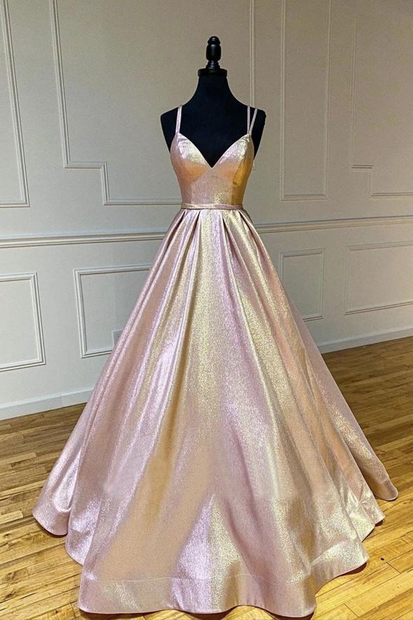 Cute V Neck Satin Long Corset Prom Dress, A Line Evening Gown outfits, Bridesmaid Dresses Mismatched Summer