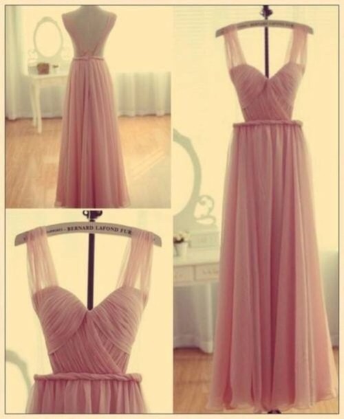Pink Corset Bridesmaid Gown Backless Chiffon Simple Corset Bridesmaid Dress, Straps Corset Prom Dress outfits, Wedding Dresses Beach