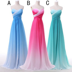 Pretty Pink Sweetheart Long Gradient Chiffon Elegant Corset Prom Dresses outfit, Prom Dresses Sites