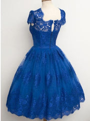 Lace Cap Sleeves Junior Blue Corset Homecoming Dresses outfit, Ethereal Dress