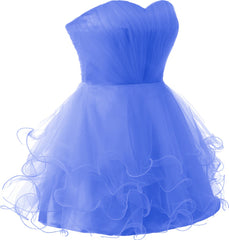 Short Sweet 16 Blue Tulle Fitted Corset Homecoming Dresses outfit, Formal Dresses Off The Shoulder