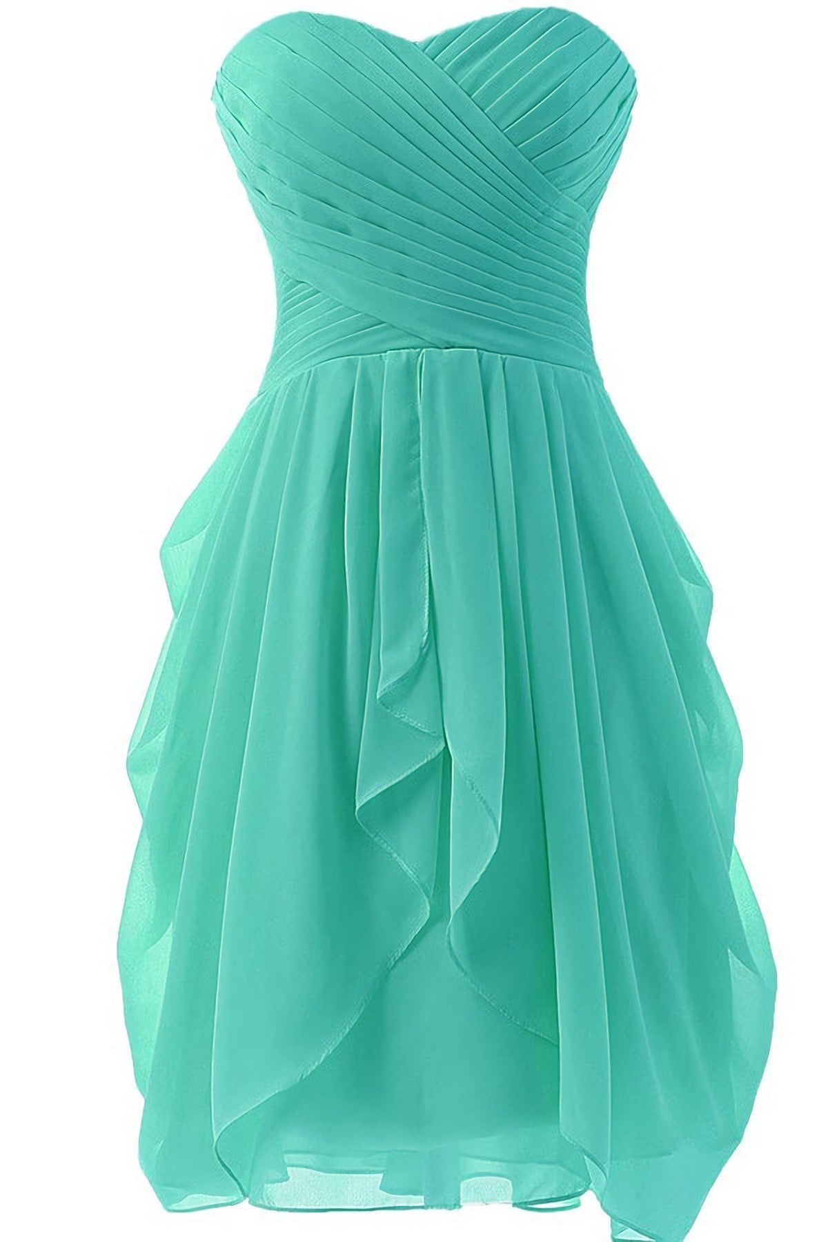 Mint A Line Sweetheart Ruffles Short Front High Low Short Corset Prom Dresses outfit, Wedding Dresses Tops