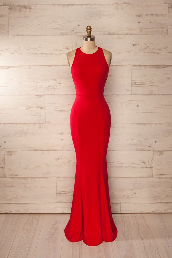 red fitted halter maxi dress red Corset Prom dress backless Corset Formal evening dress for woman Gowns, Party Dresses 2043