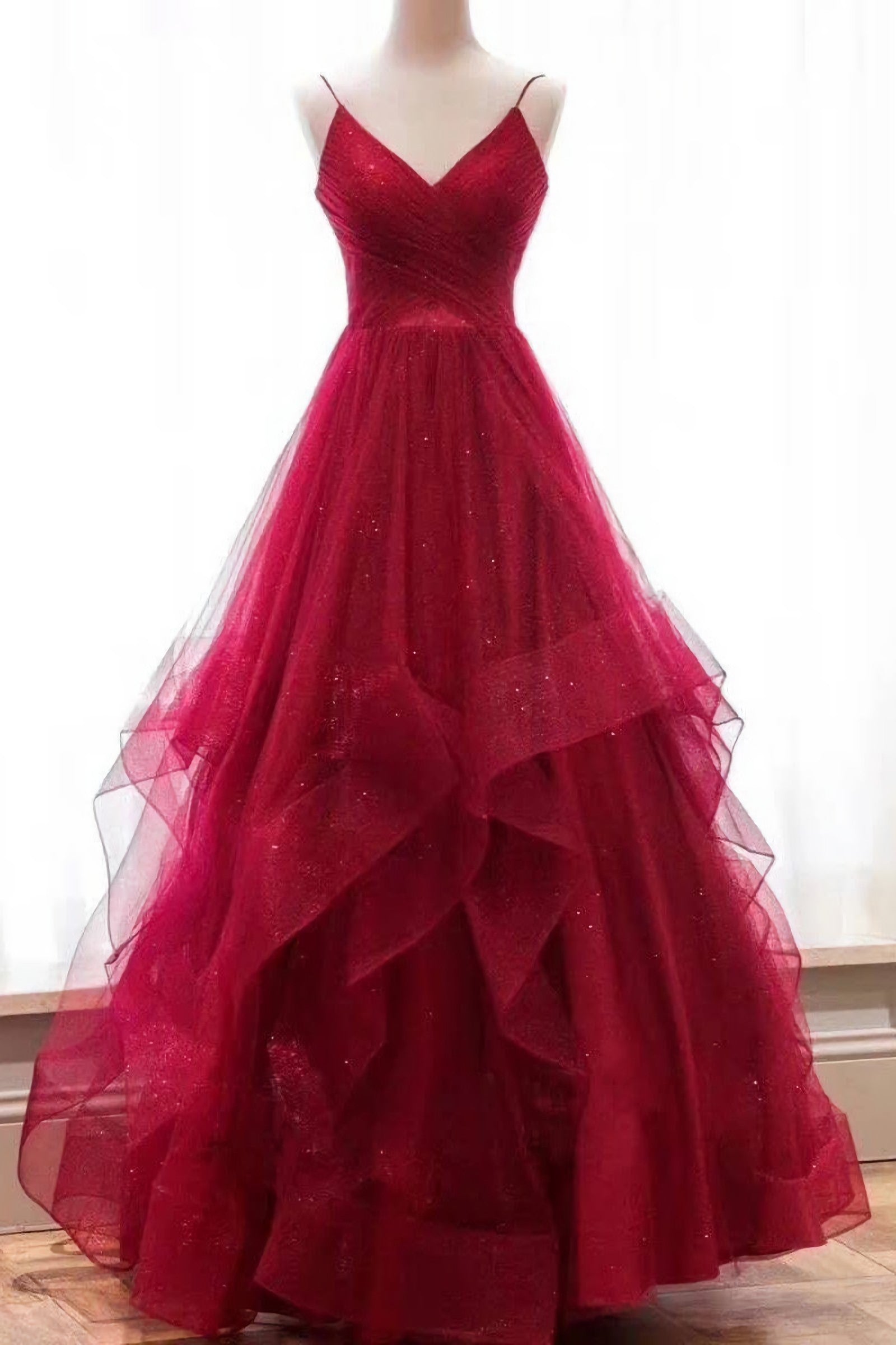 2024 A Line Red Sweetheart Tulle Layered Long Corset Prom Dresses outfit, Prom Dressed Black