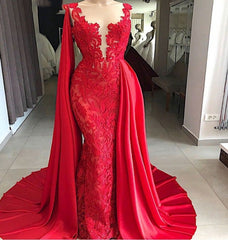 Tulle Red With Appliques Satin Sheath Long Corset Prom Dresses outfit, Prom Dress Under 57