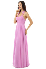 Purple Chiffon Halter Backless With Pleats Corset Bridesmaid Dresses outfit, Bridesmaid Dresses Chicago