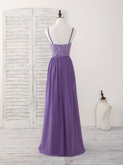 Purple Lace Chiffon Long Corset Prom Dress Purple Corset Bridesmaid Dress outfit, Bridesmaid Dress Mauve