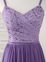 Purple Lace Chiffon Long Corset Prom Dress Purple Corset Bridesmaid Dress outfit, Bridesmaid Dresses Mauve