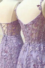 Purple Lace Long Corset Prom Dress, Lovely Purple Sweetheart Neckline Evening Dress outfit, Prom Dress Fitted