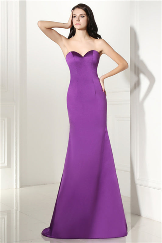 Purple Mermaid Satin Sweetheart Backless Corset Prom Dresses outfit, Elegant Dress Classy