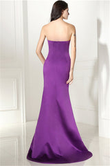 Purple Mermaid Satin Sweetheart Backless Corset Prom Dresses outfit, Dinner Outfit