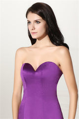 Purple Mermaid Satin Sweetheart Backless Corset Prom Dresses outfit, Party Dresses Short Tight