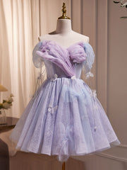Purple Off Shoulder Tulle Short Corset Prom Dress, Purple Corset Homecoming Dress outfit, Homecoming Dresses Red