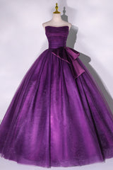 Purple Scoop Tulle Corset Ball Gown Corset Formal Dresses, Purple Sweet 16 Dresses outfit, Prom Dresses With Pockets