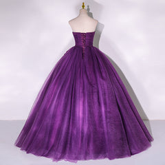 Purple Scoop Tulle Corset Ball Gown Corset Formal Dresses, Purple Sweet 16 Dresses outfit, Prom Dress Long Blue