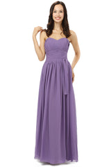 Purple Sleeveless Chiffon Long With Lace Up Corset Bridesmaid Dresses outfit, Party Dress Size 42