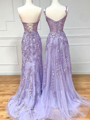 Purple sweetheart neck lace long Corset Prom dress, lace Corset Formal graduation dress outfits, Prom Dress Places Near Me