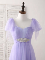 Purple Sweetheart Neck Tulle Long Corset Prom Dress Purple Corset Bridesmaid Dress outfit, Party Dress Night Out