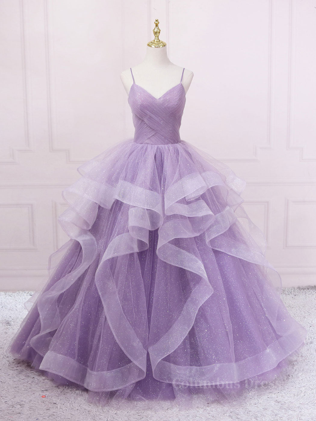Purple sweetheart neck tulle long Corset Prom dress purple tulle forma gown outfits, Prom Dresses Champagne