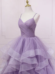 Purple sweetheart neck tulle long Corset Prom dress purple tulle forma gown outfits, Prom Dresses Ball Gown Elegant